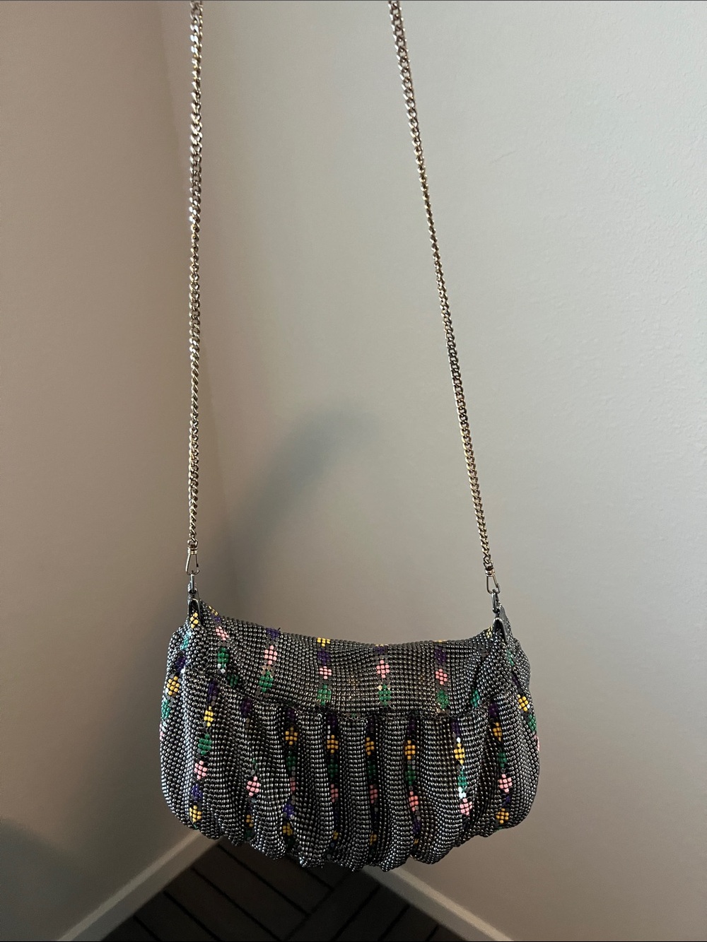 Woven Metallic Multi-Color Shoulder Bag